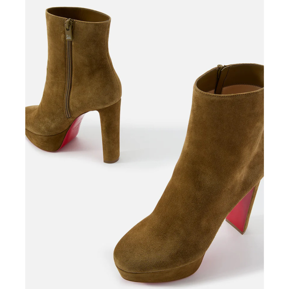 Christian Louboutin Loo Booty 130 Bronzo Brown Platform Heel Ankle Boot 38.5 - Picture 13 of 16